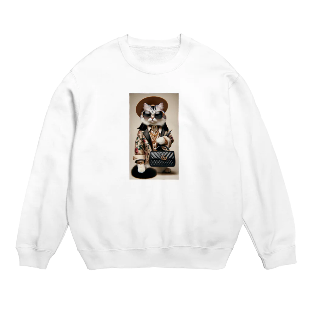 ガラスの貴公子のオシャレ猫しゃん Crew Neck Sweatshirt