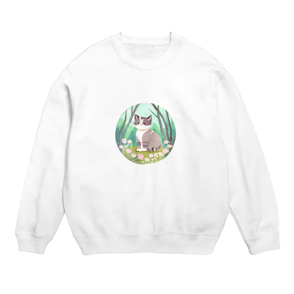 TMRの水彩猫 Crew Neck Sweatshirt