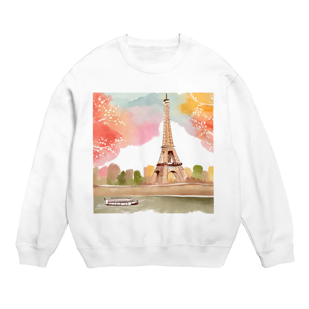 tyu-ripuのparis spring Crew Neck Sweatshirt