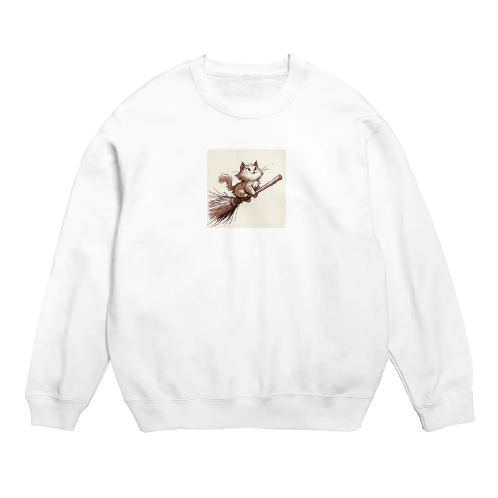 R Uの風切る冒険猫 Crew Neck Sweatshirt