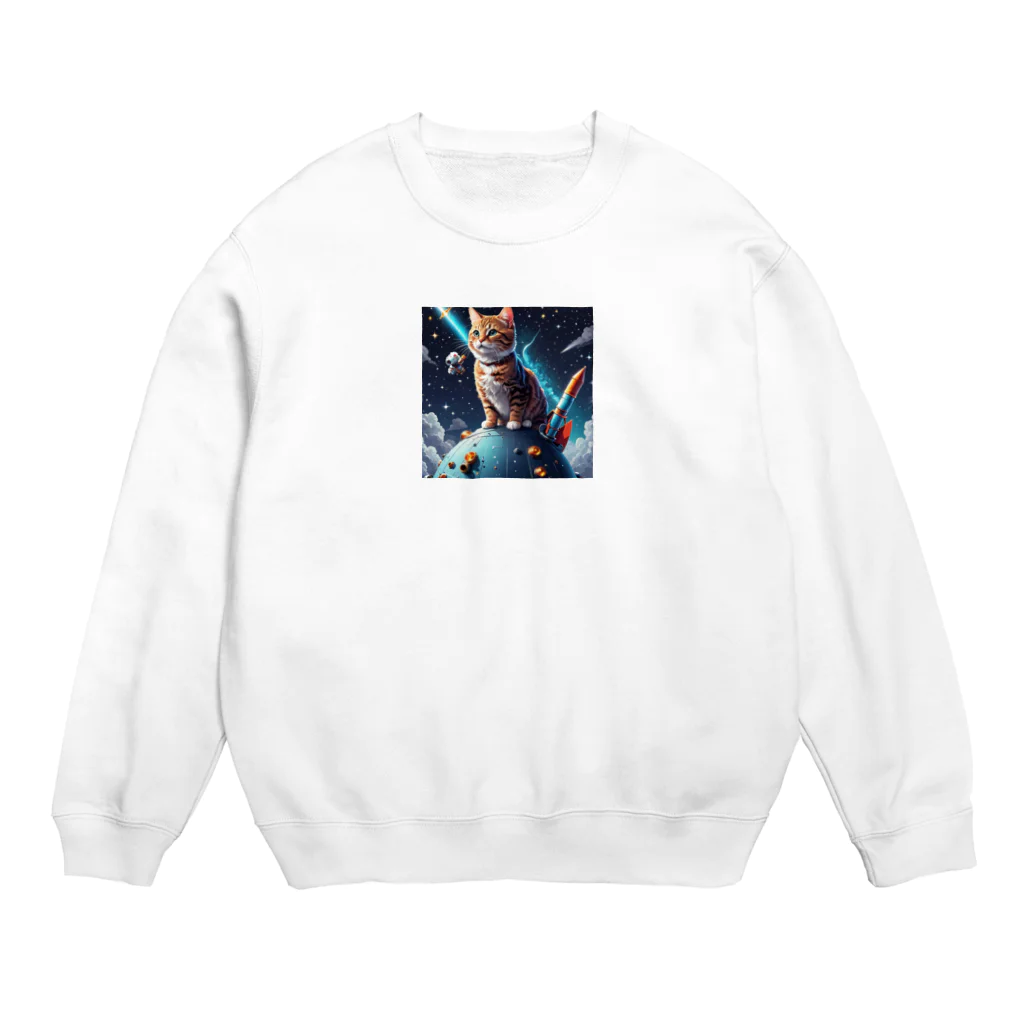 pipiroro1の宇宙をかけるミステリアスな猫 Crew Neck Sweatshirt