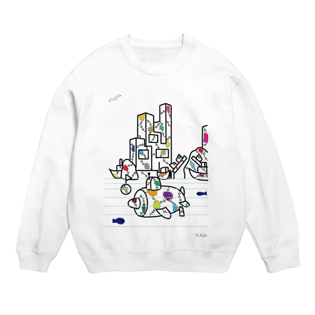 Noedewamaiのボロい潜水艦や港 Crew Neck Sweatshirt