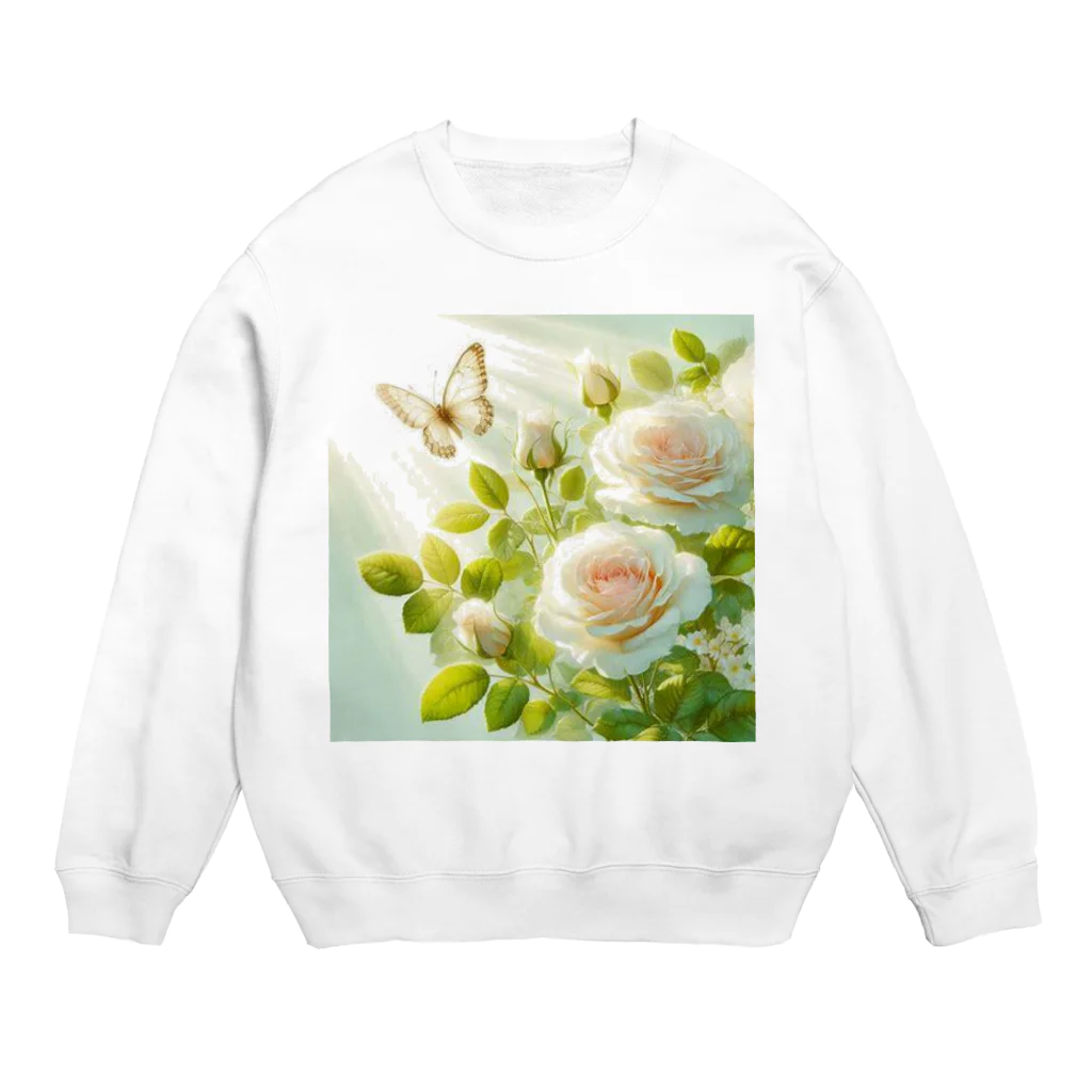 Rパンダ屋の「白薔薇」グッズ Crew Neck Sweatshirt