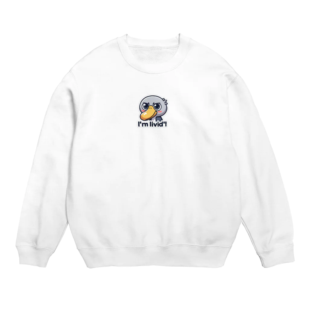 レアビースト・ブティックの激おこハシビロコウその② Crew Neck Sweatshirt