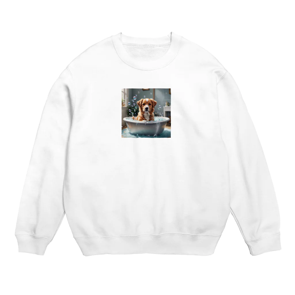 tk_rinbokuの犬の水浴び Crew Neck Sweatshirt