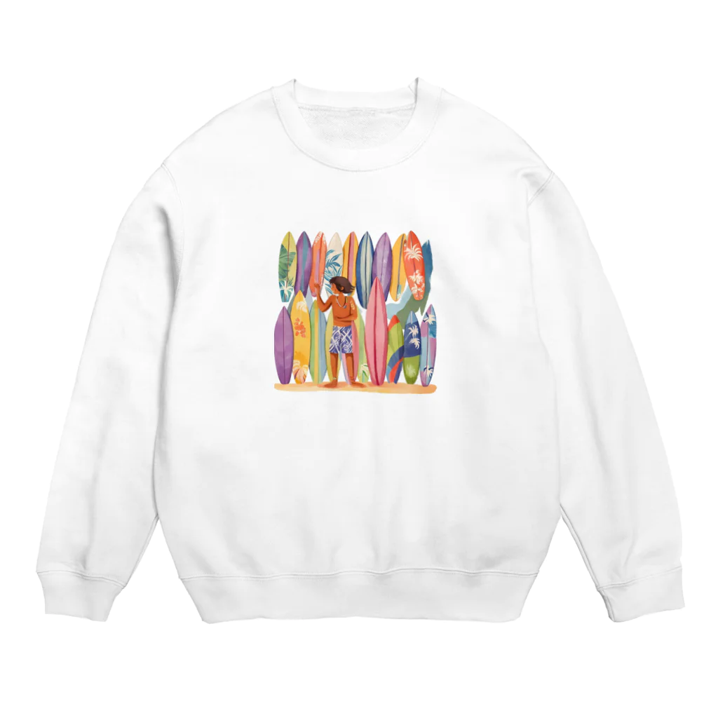 ハワイライフのサーフボードとロコ（男の子バージョン） Crew Neck Sweatshirt