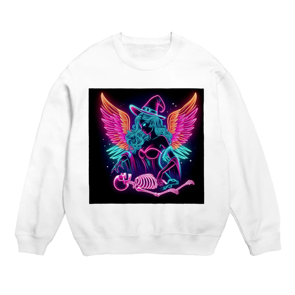 momonekokoのネオンカラーの魔女と骸骨 Crew Neck Sweatshirt