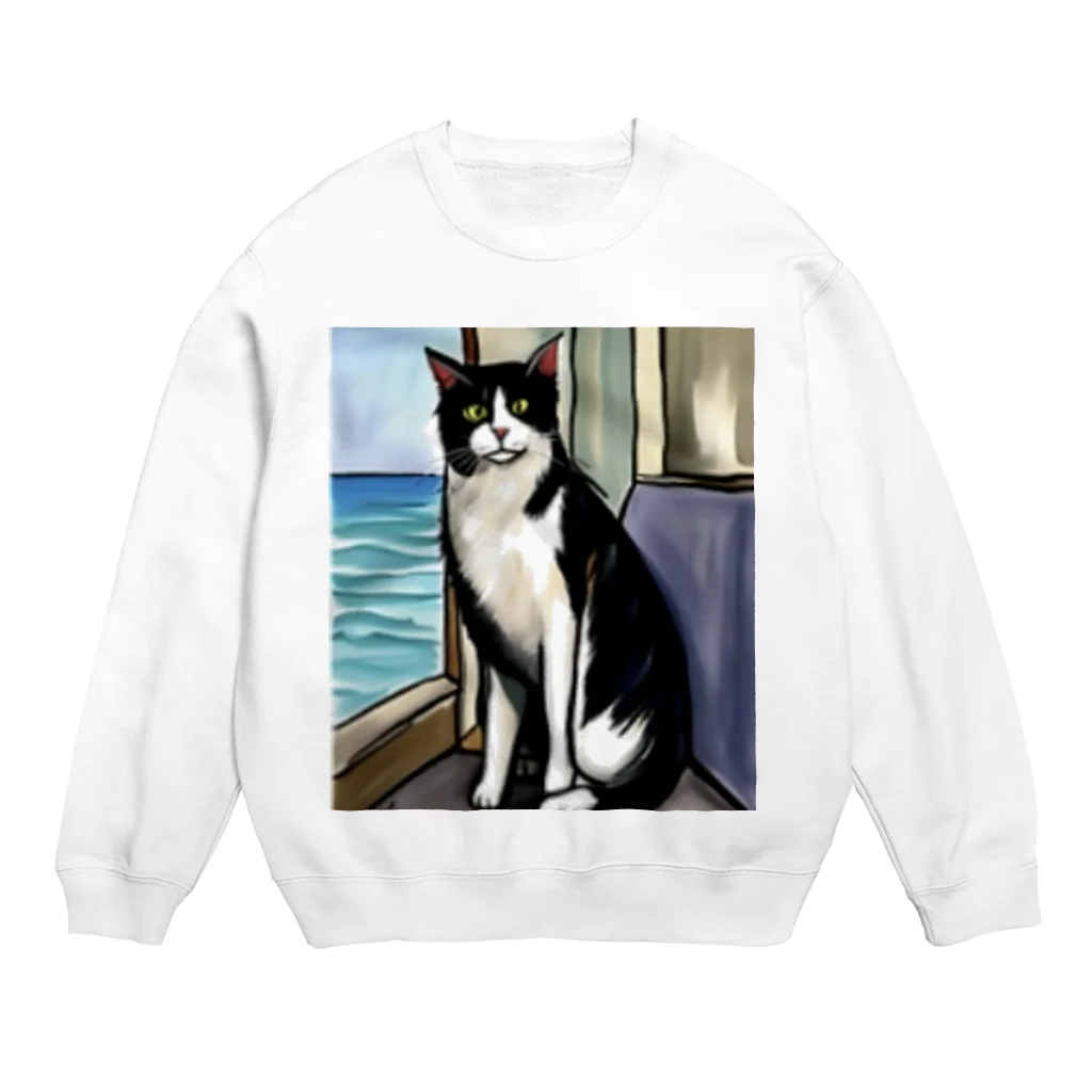 Ppit8の旅する猫 Crew Neck Sweatshirt
