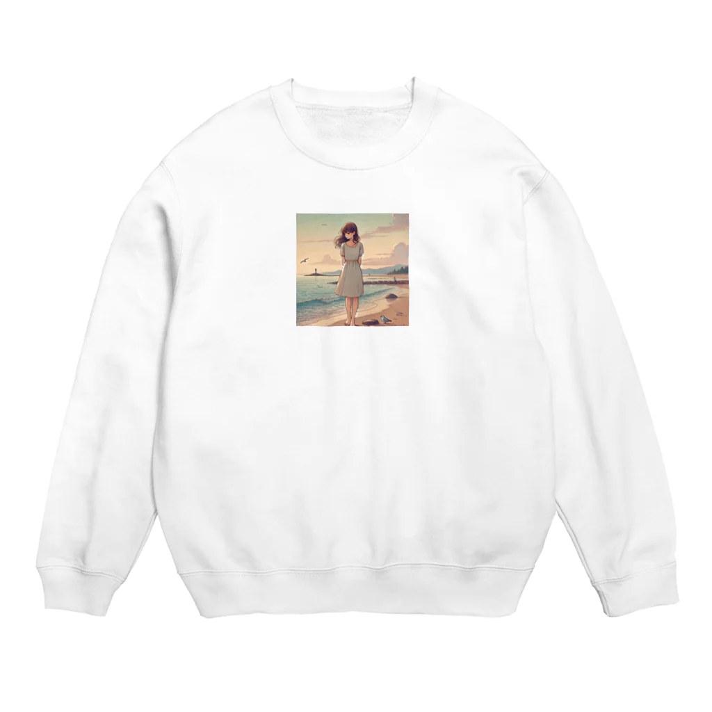 inuneko2004の海辺の女の子 Crew Neck Sweatshirt