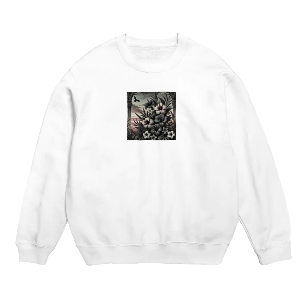 海の幸のゴシック風なトロピカルフラワー Crew Neck Sweatshirt