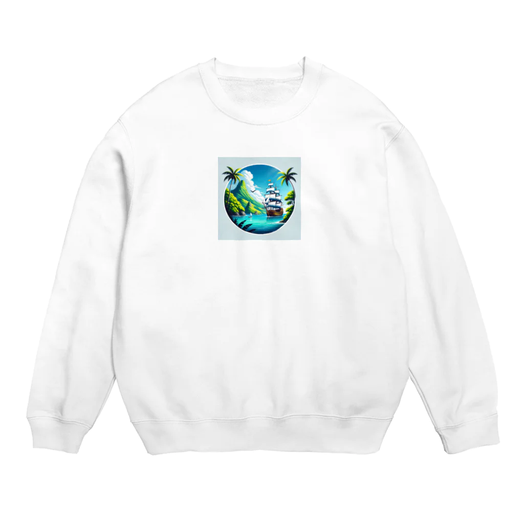 海の幸のカリブ海と船 Crew Neck Sweatshirt