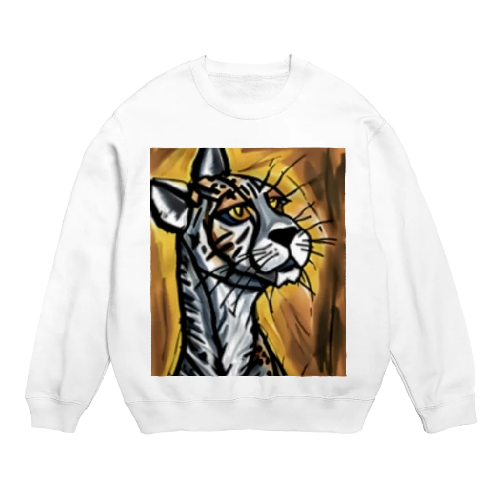 Ppit8の野生の猫 Crew Neck Sweatshirt