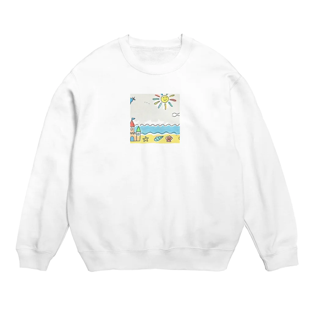 海の幸の小学生の描いた思い出のビーチ Crew Neck Sweatshirt