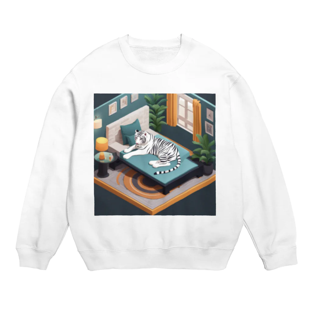 hono想(そう)イタグレ日記のホワイトタイガーのリラックスタイム Crew Neck Sweatshirt