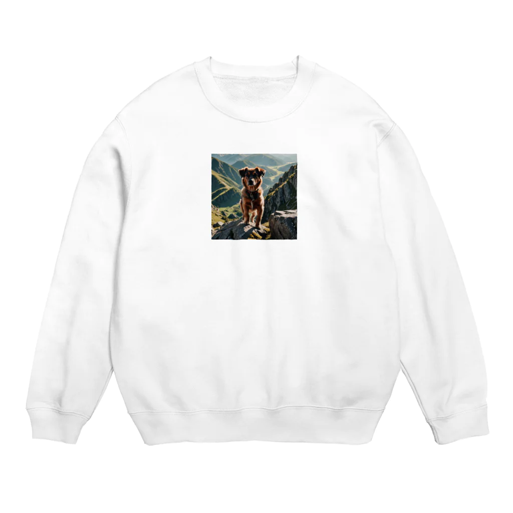 kokin0の山の麓にいる犬 dog top the mountain Crew Neck Sweatshirt