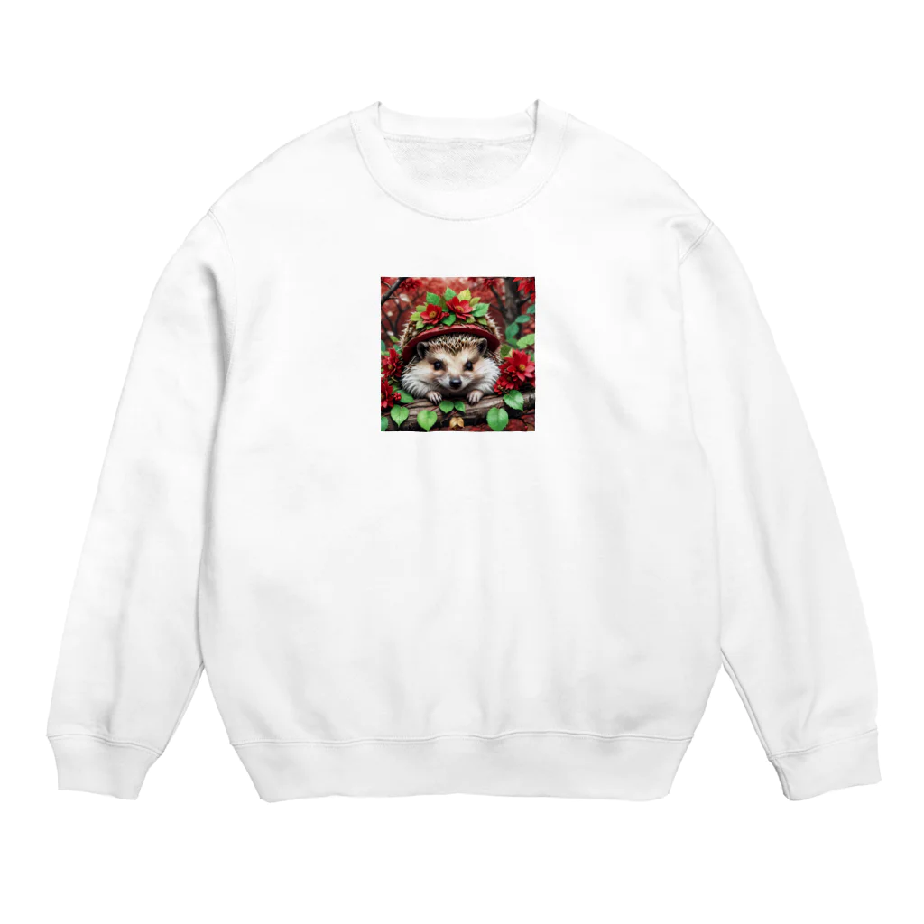 赤ペンギン@AIのフラワーヘッジホッグ Crew Neck Sweatshirt