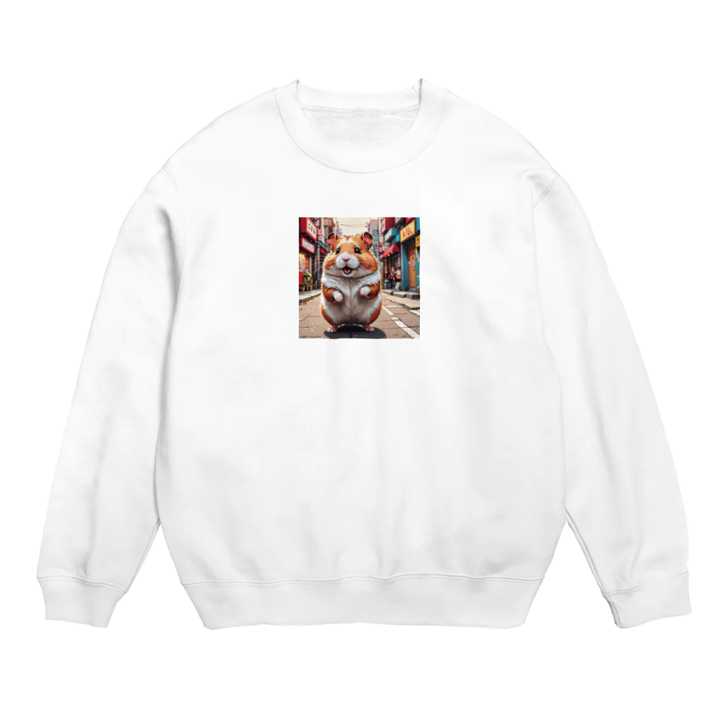 赤ペンギン@AIの街角のハムスター Crew Neck Sweatshirt