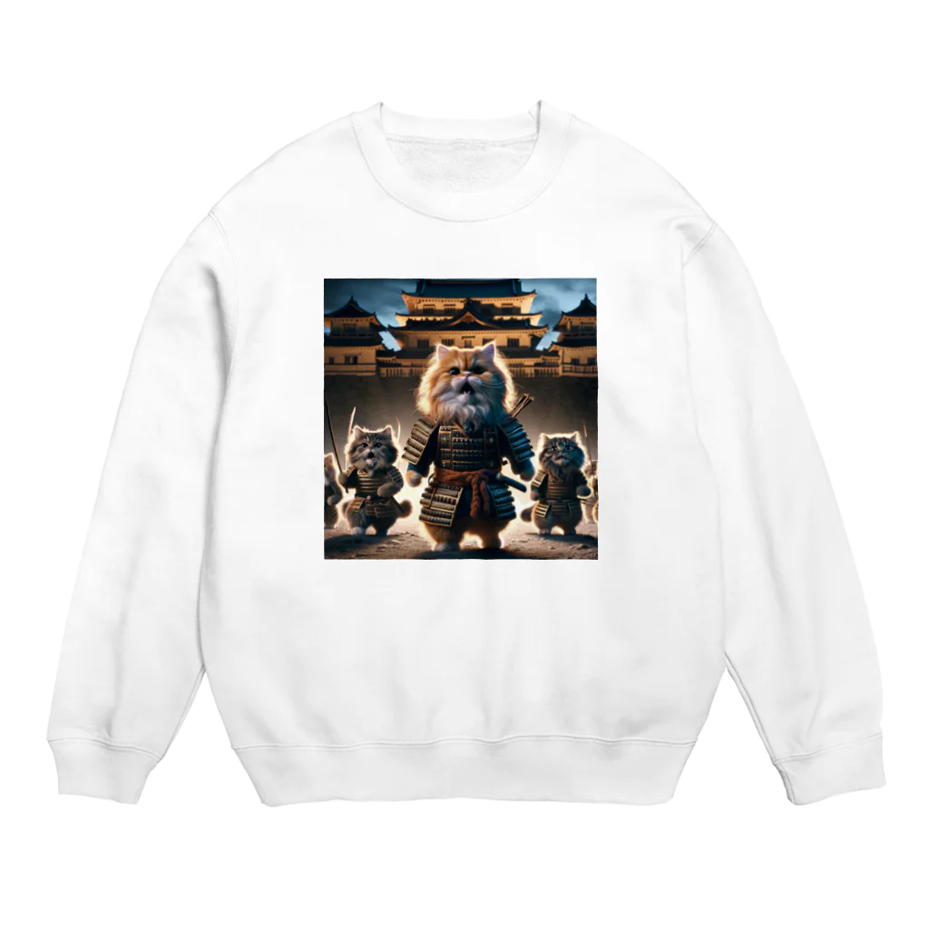 もふもふ日本史のねこ　出陣 Crew Neck Sweatshirt