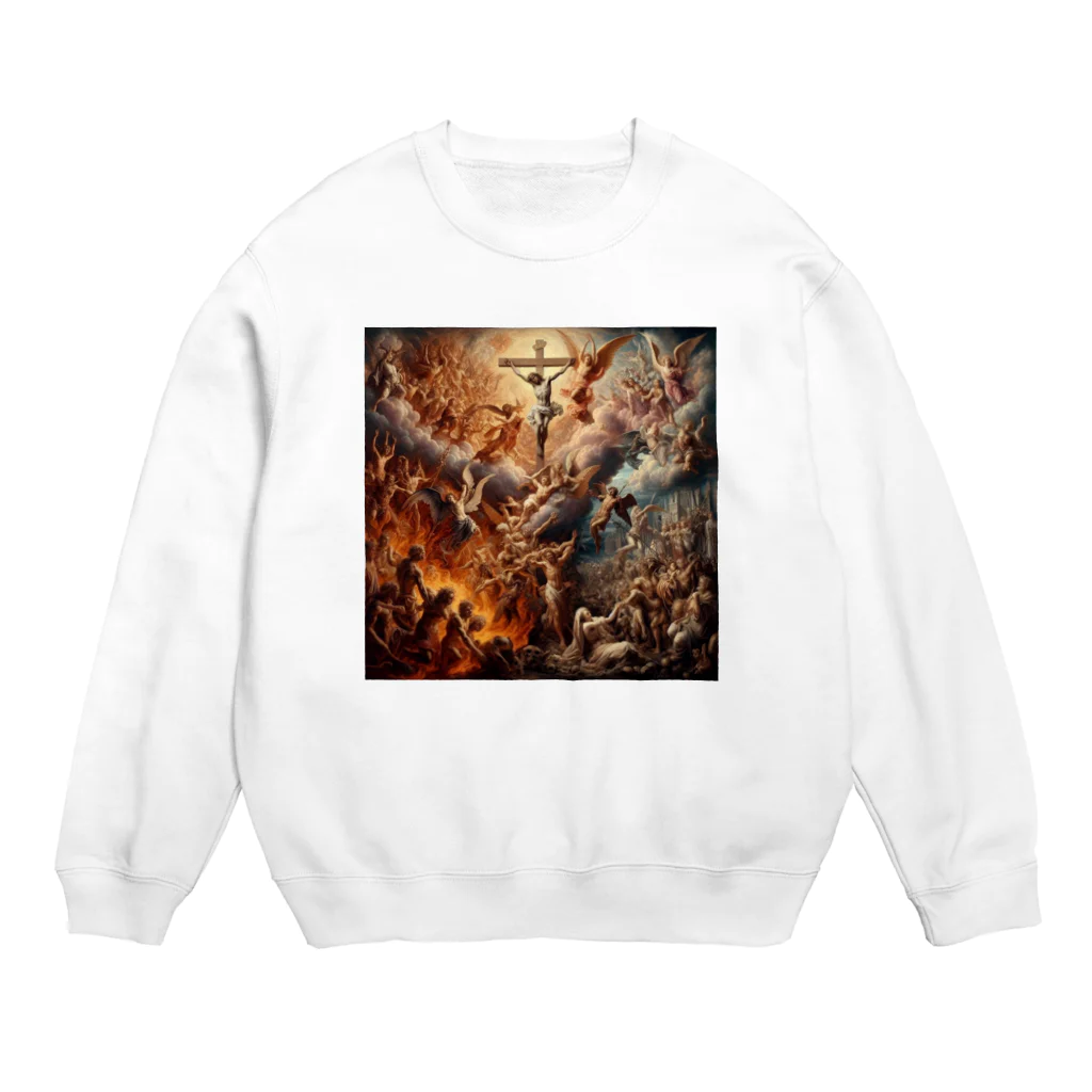 BabylonChannel 🎨 ✝️ ❤️‍🔥の天国と地獄　イエスキリスト十字架✝️ Crew Neck Sweatshirt