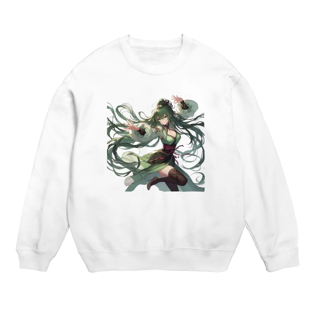 ryo-ishの碧の髪の少女 Crew Neck Sweatshirt