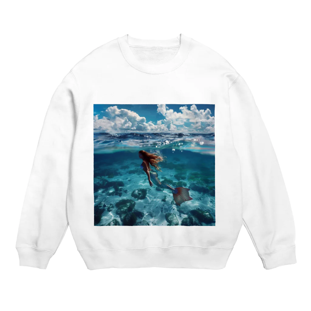 AQUAMETAVERSEのモルジブの大海原で人魚が泳いでいますsanae2074 Crew Neck Sweatshirt