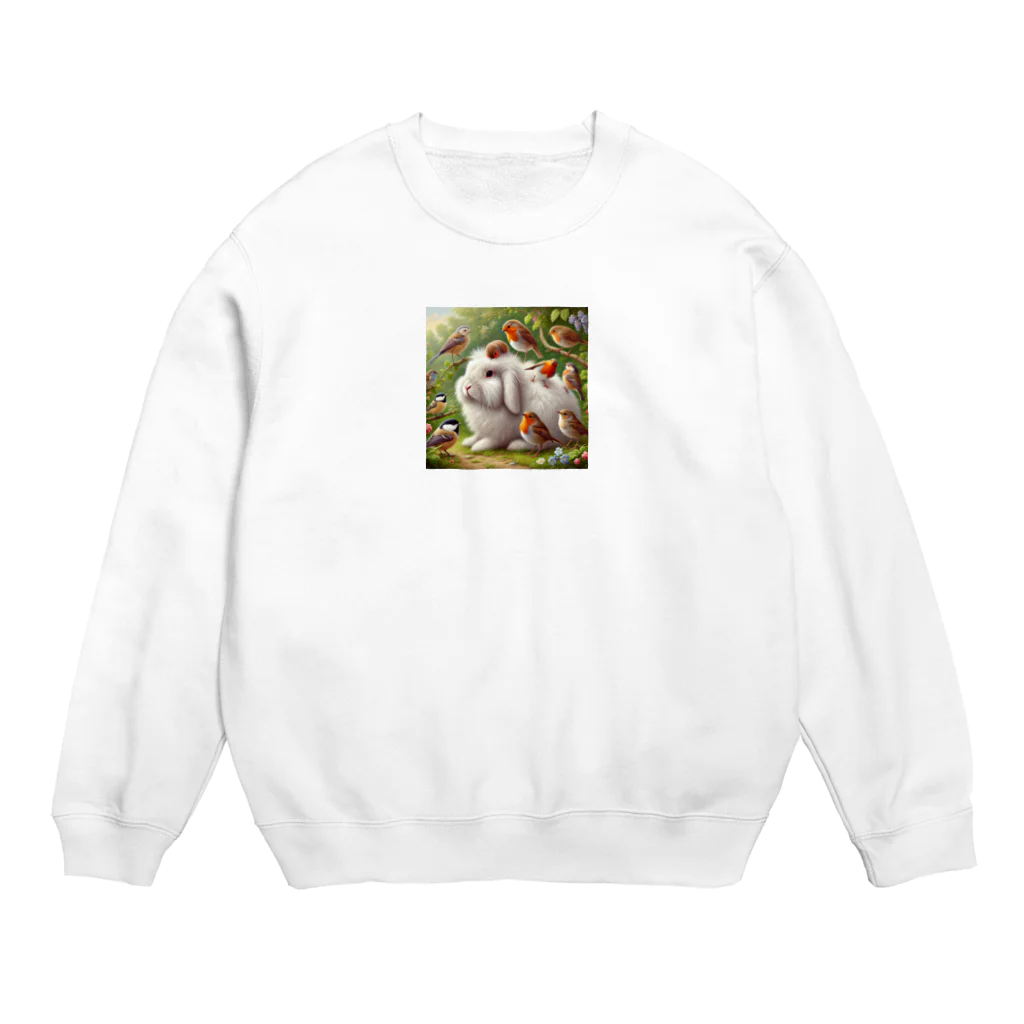 hachitaroのうさぎと小鳥たち③ Crew Neck Sweatshirt