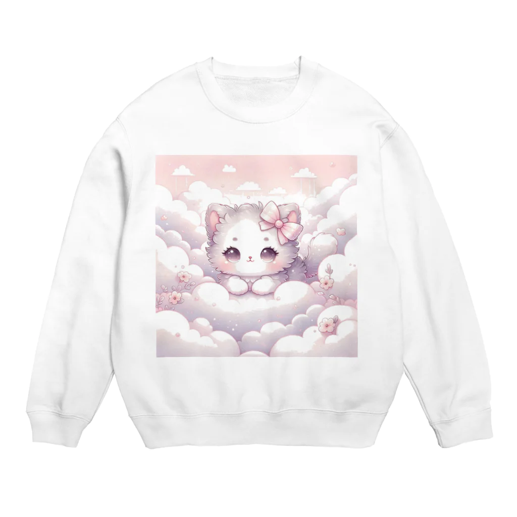 Snow-peaceの「雲の中のふわふわ子猫」 Crew Neck Sweatshirt