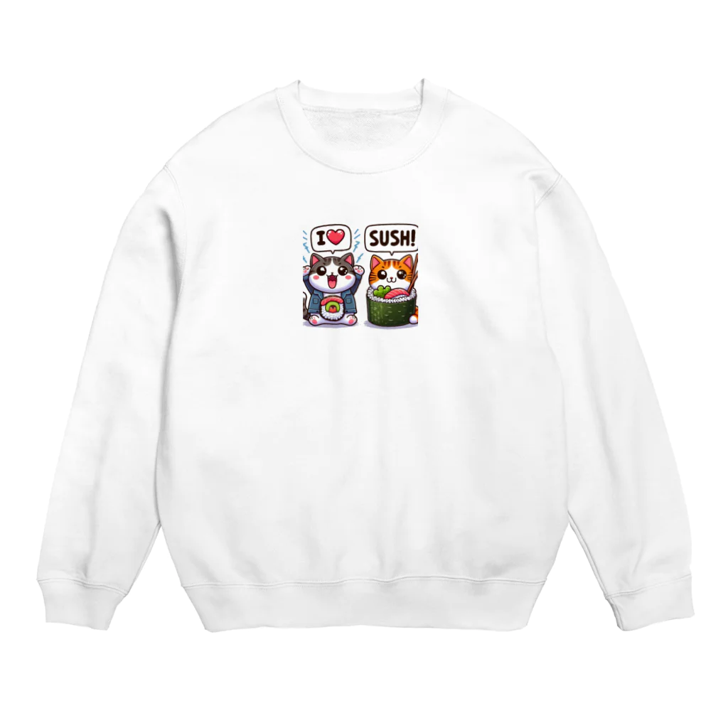 ATOZEKI777の猫おすっしラブ Crew Neck Sweatshirt