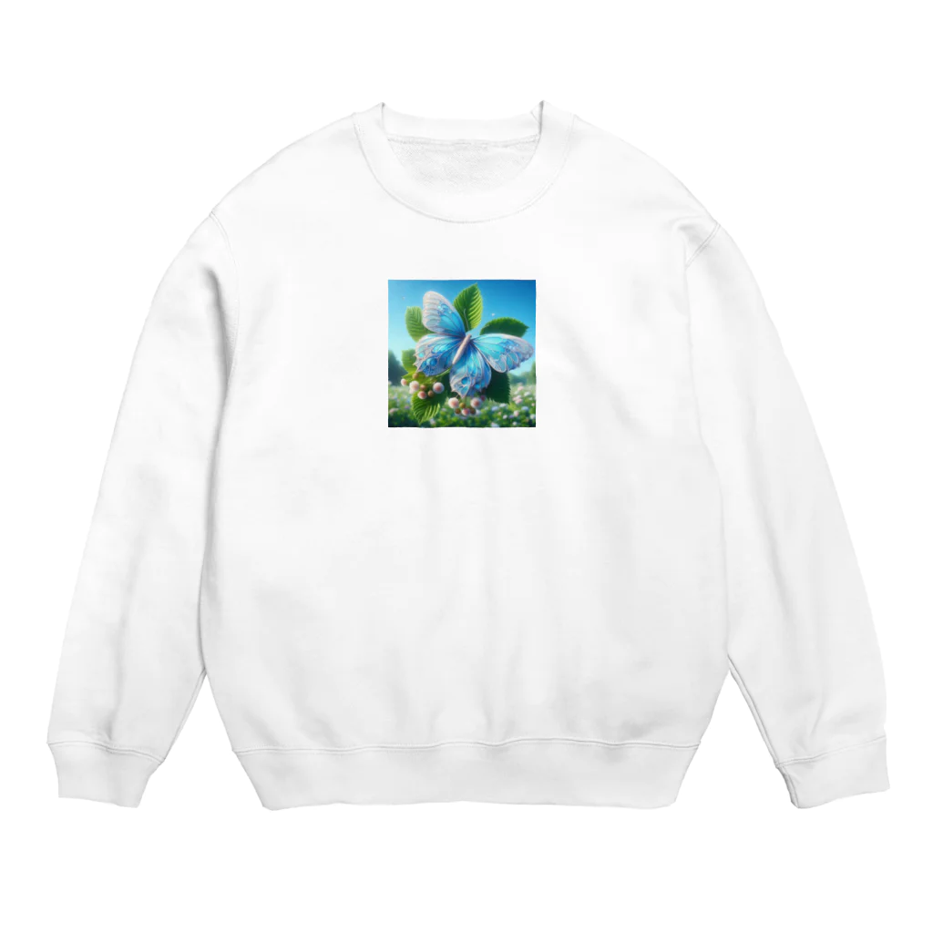 Chihiro0318の水色に舞う美しい蝶々 Crew Neck Sweatshirt