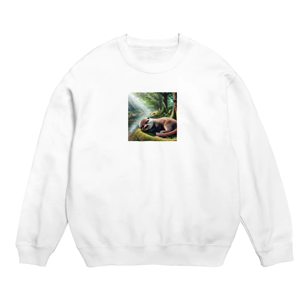 Tunakon_bのお昼寝カワウソ Crew Neck Sweatshirt