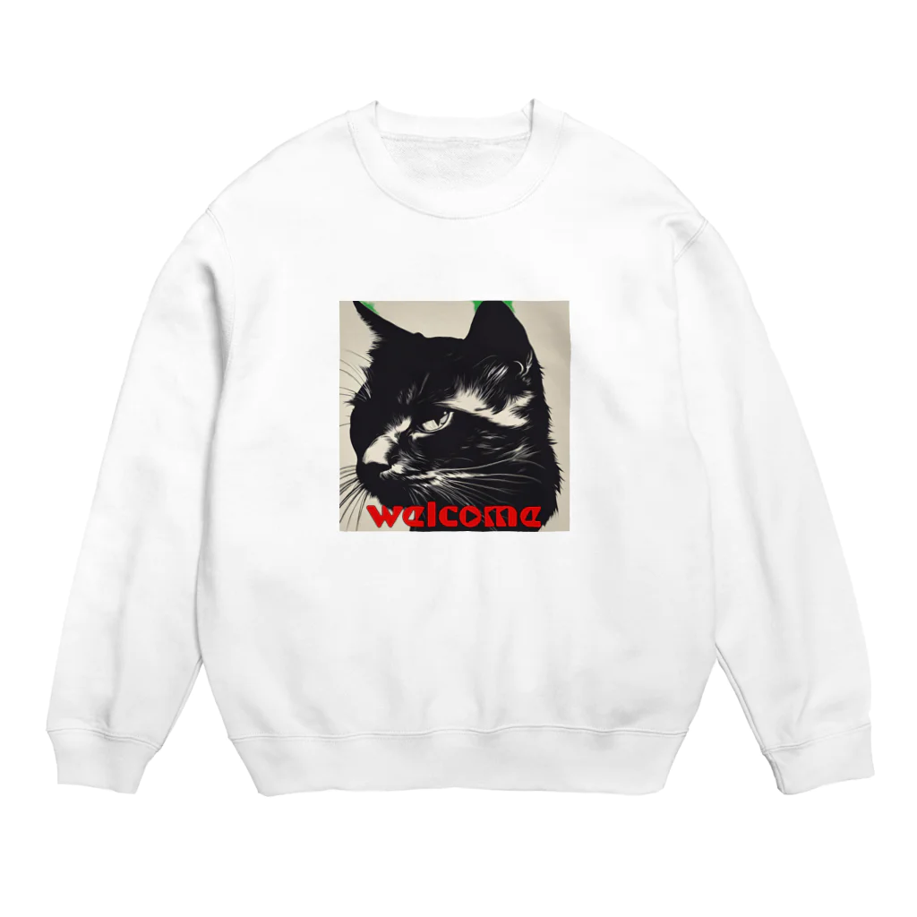 kk-welcomeの黒猫登場Ⅰ Crew Neck Sweatshirt