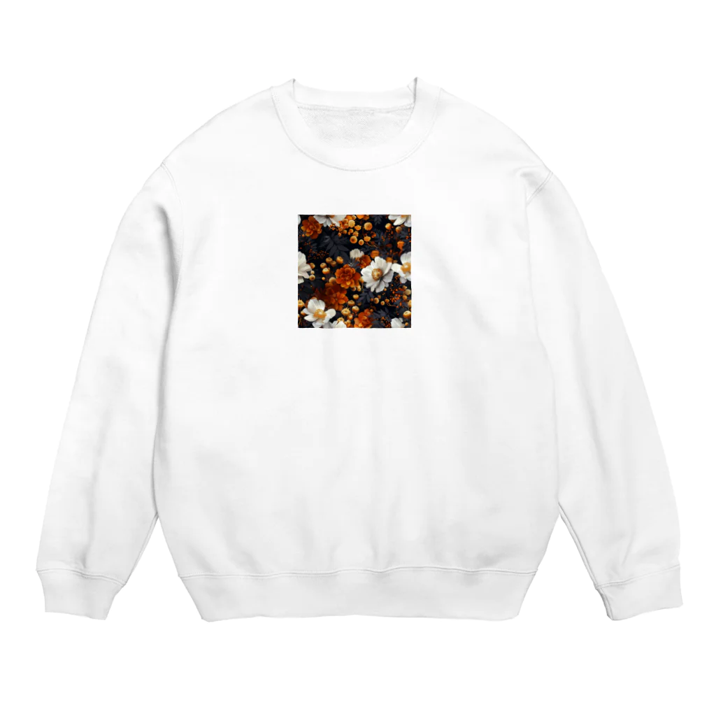 オンラインショップイエローリーフの綺麗な白と黄色い花 Crew Neck Sweatshirt