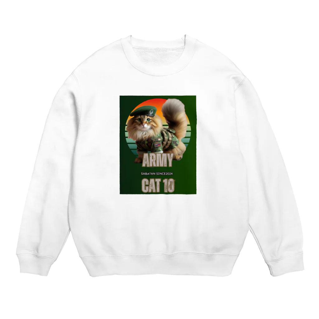 SaBATaNのアーミー猫10 Crew Neck Sweatshirt