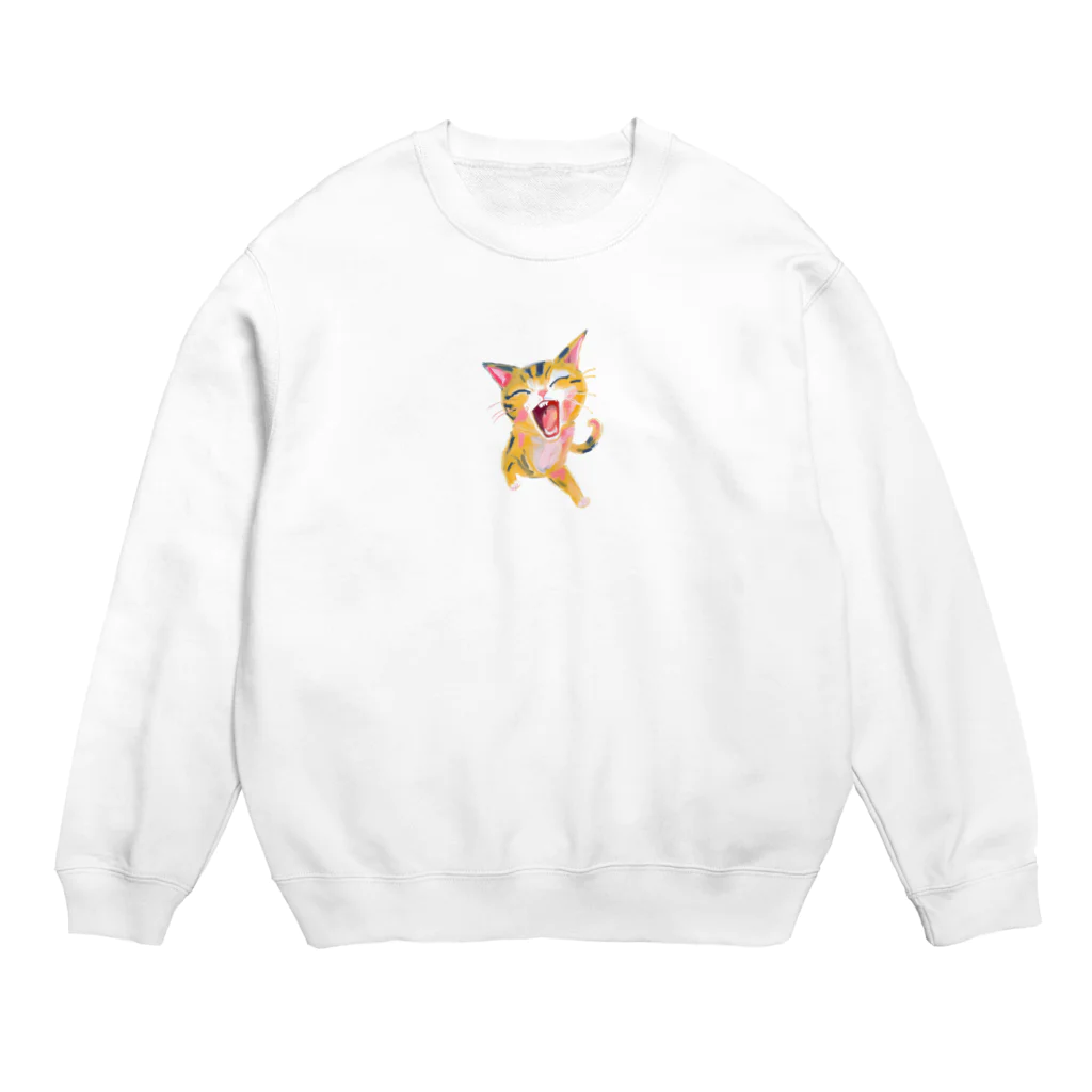 ほわんなかのみゃーと鳴く猫ちゃん Crew Neck Sweatshirt