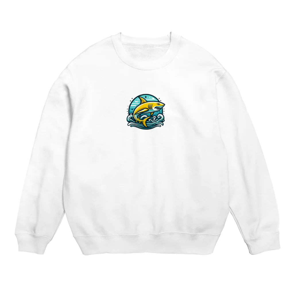 マリンの黄色いサメ Crew Neck Sweatshirt