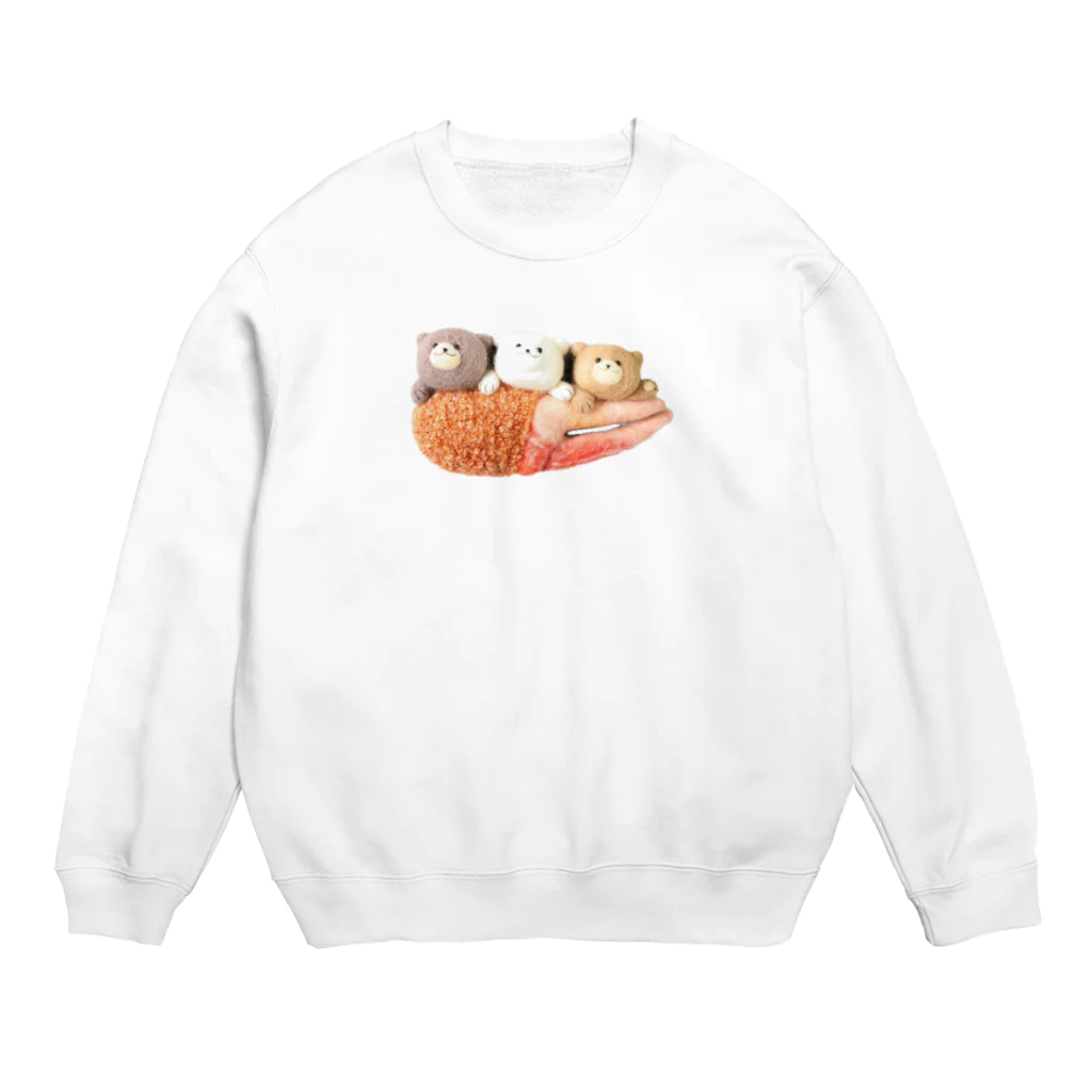 kumamia（くまみあ）のくまの３兄弟（カニ爪フライ） Crew Neck Sweatshirt