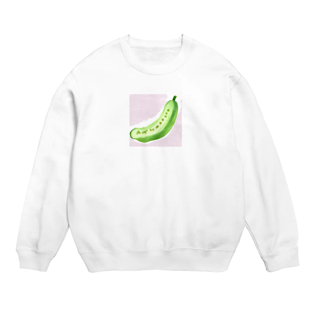 かるるんショップのきゅうりシリーズ　水彩きゅうり Crew Neck Sweatshirt