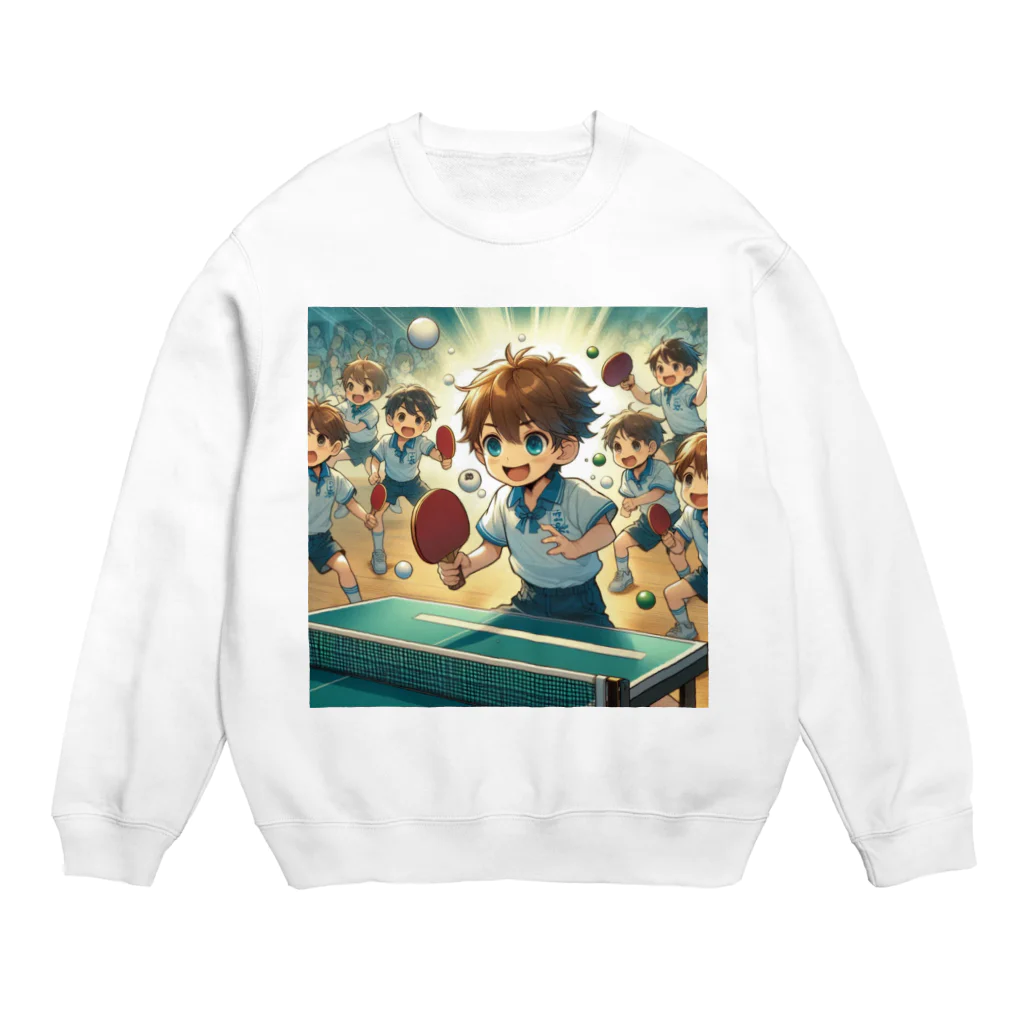 可愛い男の子イラスト販売所　By,keicyanの男の子　中学1年生　卓球部 Crew Neck Sweatshirt