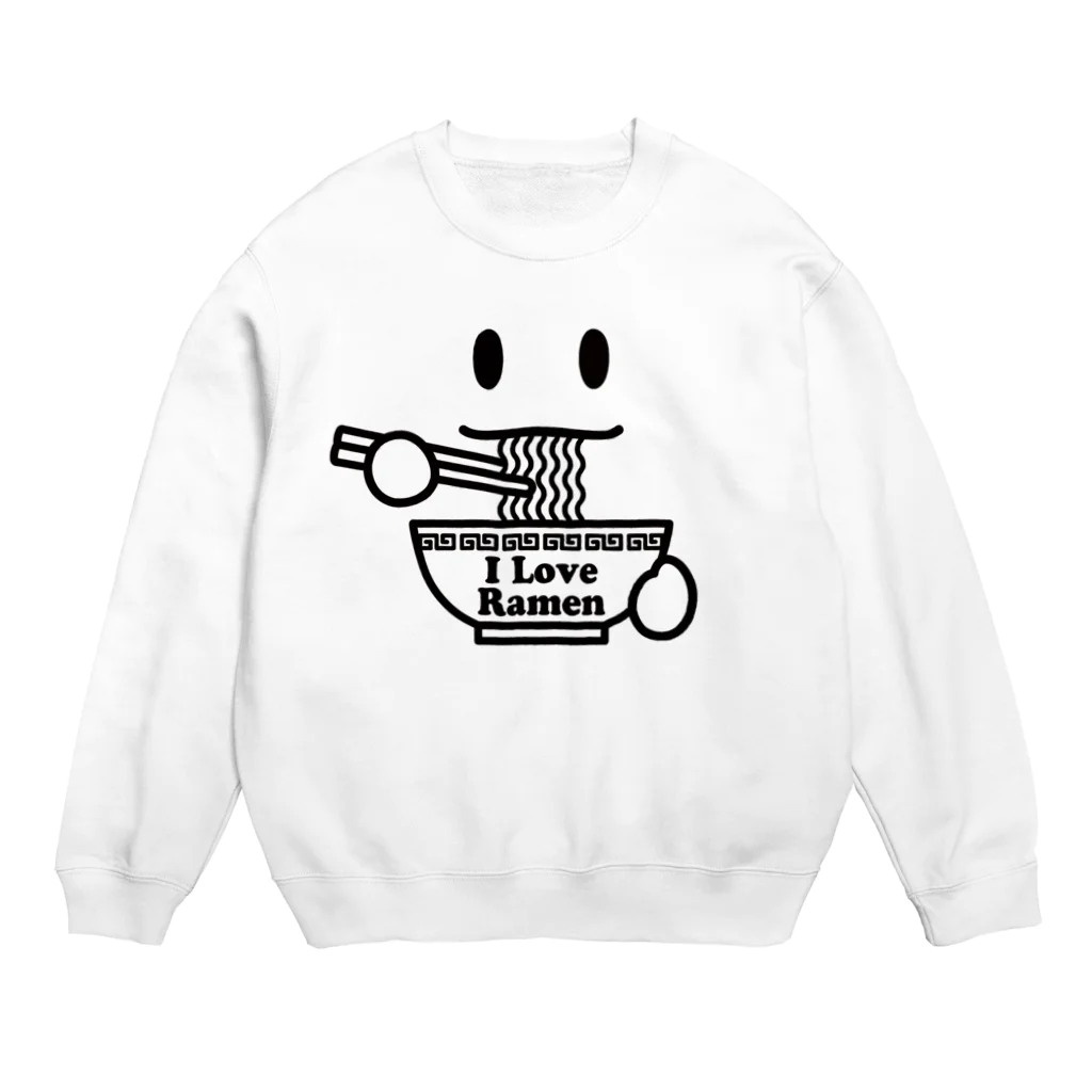 KOHAKUMARUのラーメン大好き I Love Ramen 黒 Crew Neck Sweatshirt