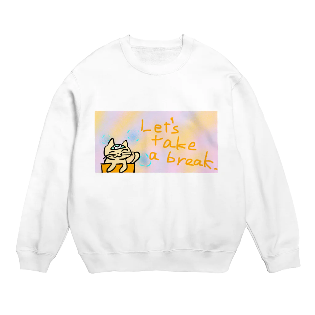 魚風商店の休憩するネコ Crew Neck Sweatshirt