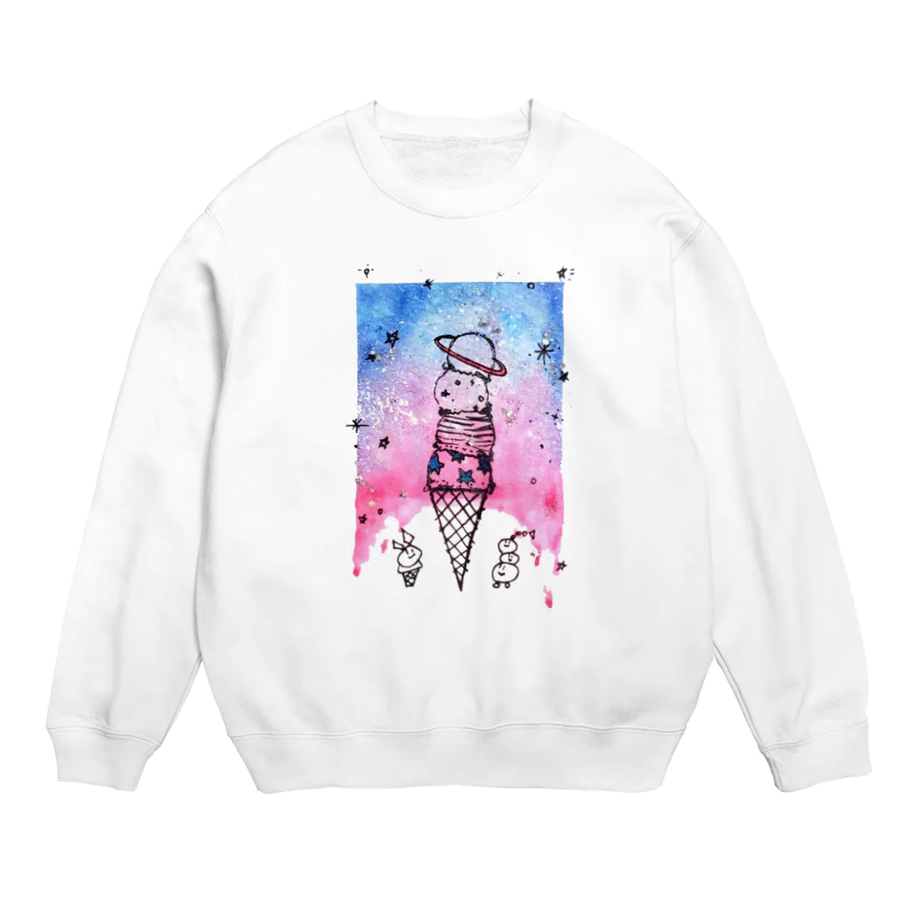 アトリエ･グリッターの惑星アイスクリーム Crew Neck Sweatshirt