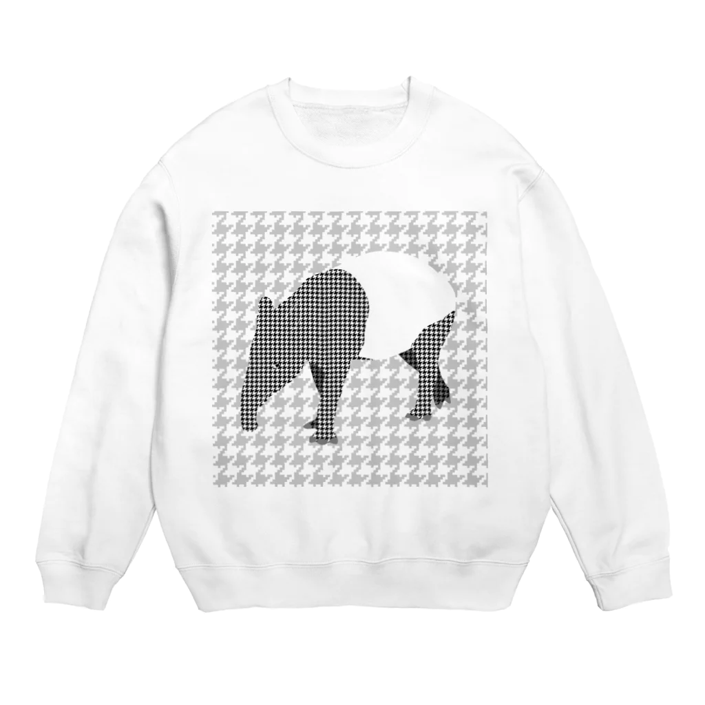 harukiのオシャレする動物　マレーバク×千鳥格子 Crew Neck Sweatshirt