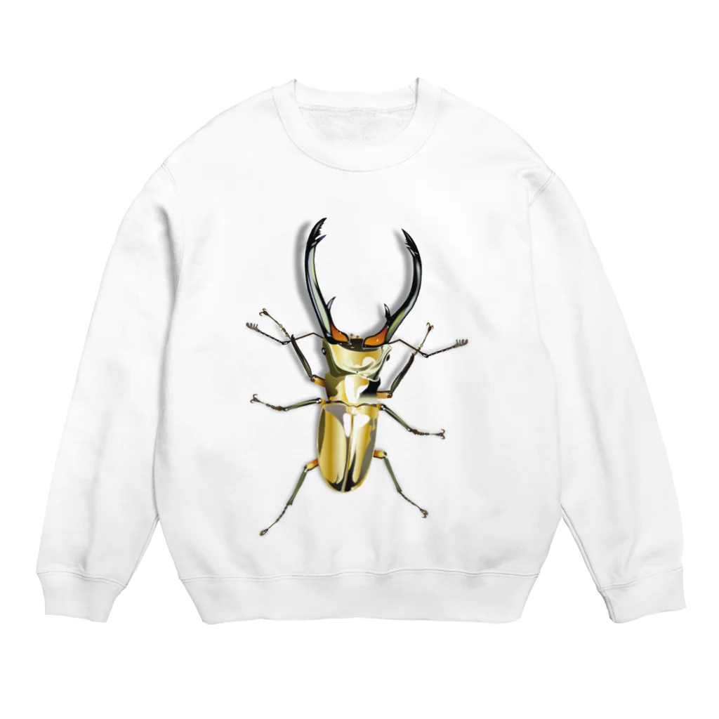 Drecome_Designのいたずらデザイン(でかいエラフスホソアカクワガタついてますよ) Crew Neck Sweatshirt