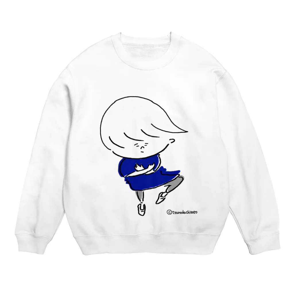 イラストレーター/津野田千里のおどりたいきもち あお Crew Neck Sweatshirt