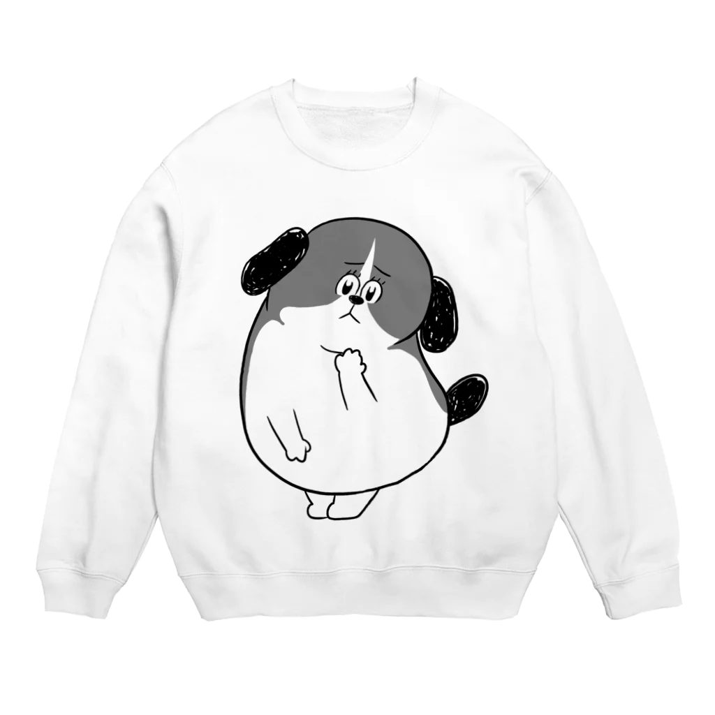 マツバラのもじゃまる心配　白黒 Crew Neck Sweatshirt