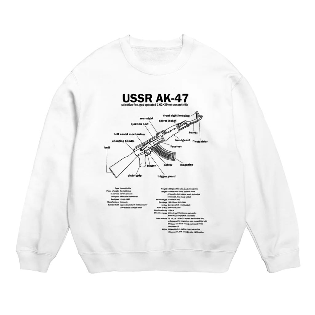 アタマスタイルのAK47：カラシニコフ：自動小銃：ソ連(ソビエト連邦)戦争：内戦：銃 Crew Neck Sweatshirt