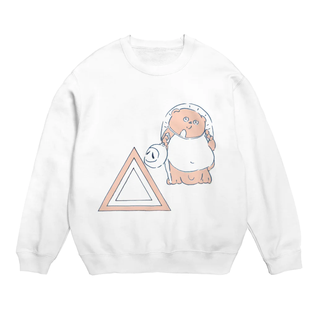 デンドロまりちゃんの信楽焼たぬきと三角＿ピンク Crew Neck Sweatshirt