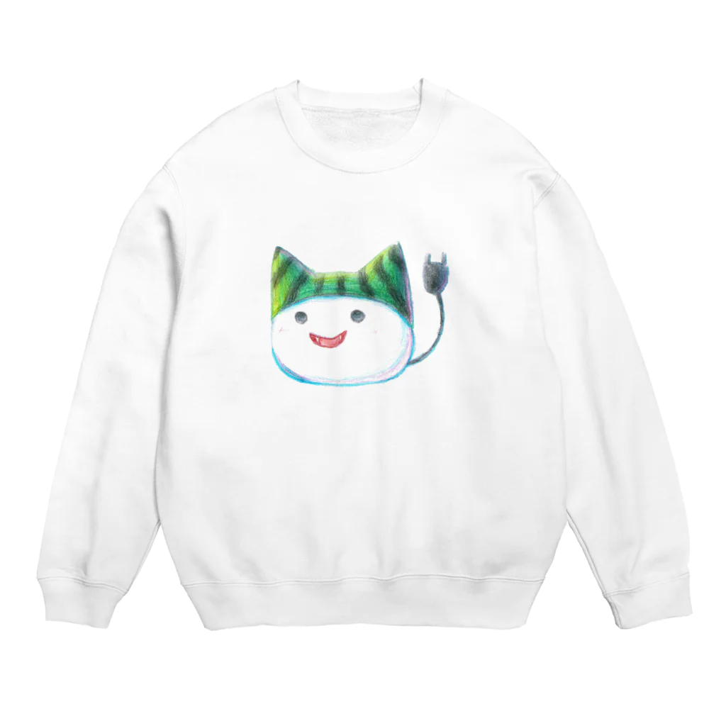 ねこさん爆発ショップのスイカ帽子ねこさん Crew Neck Sweatshirt