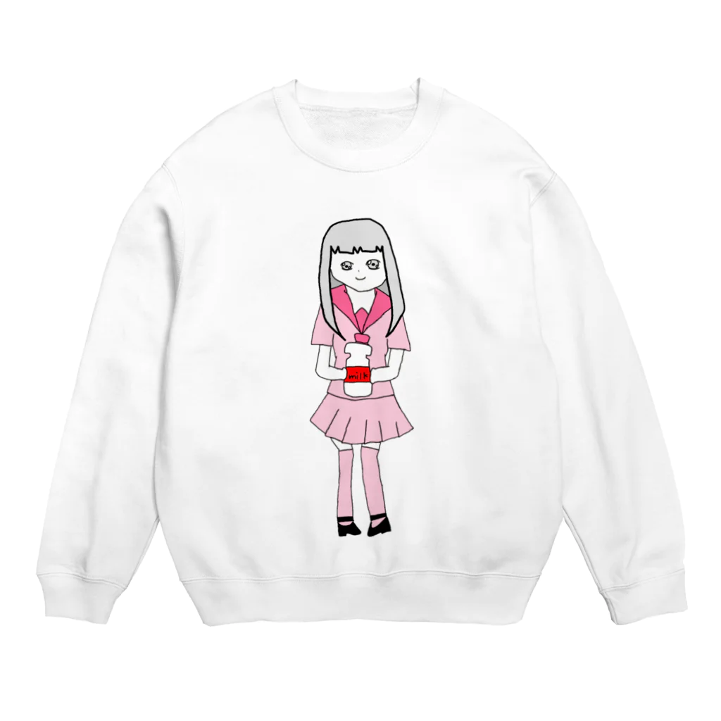 いちごみるく@加工屋さんのみるくちゃん Crew Neck Sweatshirt