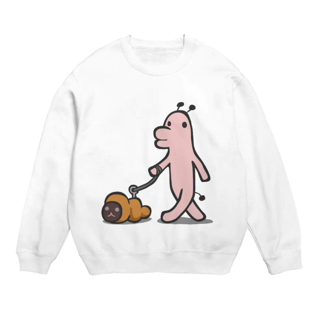 タキヲ＠スタンプ販売「どうぶつくん」のどうぶつくん（さんぽ） Crew Neck Sweatshirt